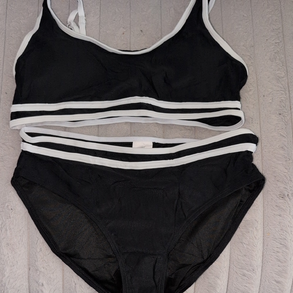 Unk Black and White Girls' Two-Piece Swim Bikini